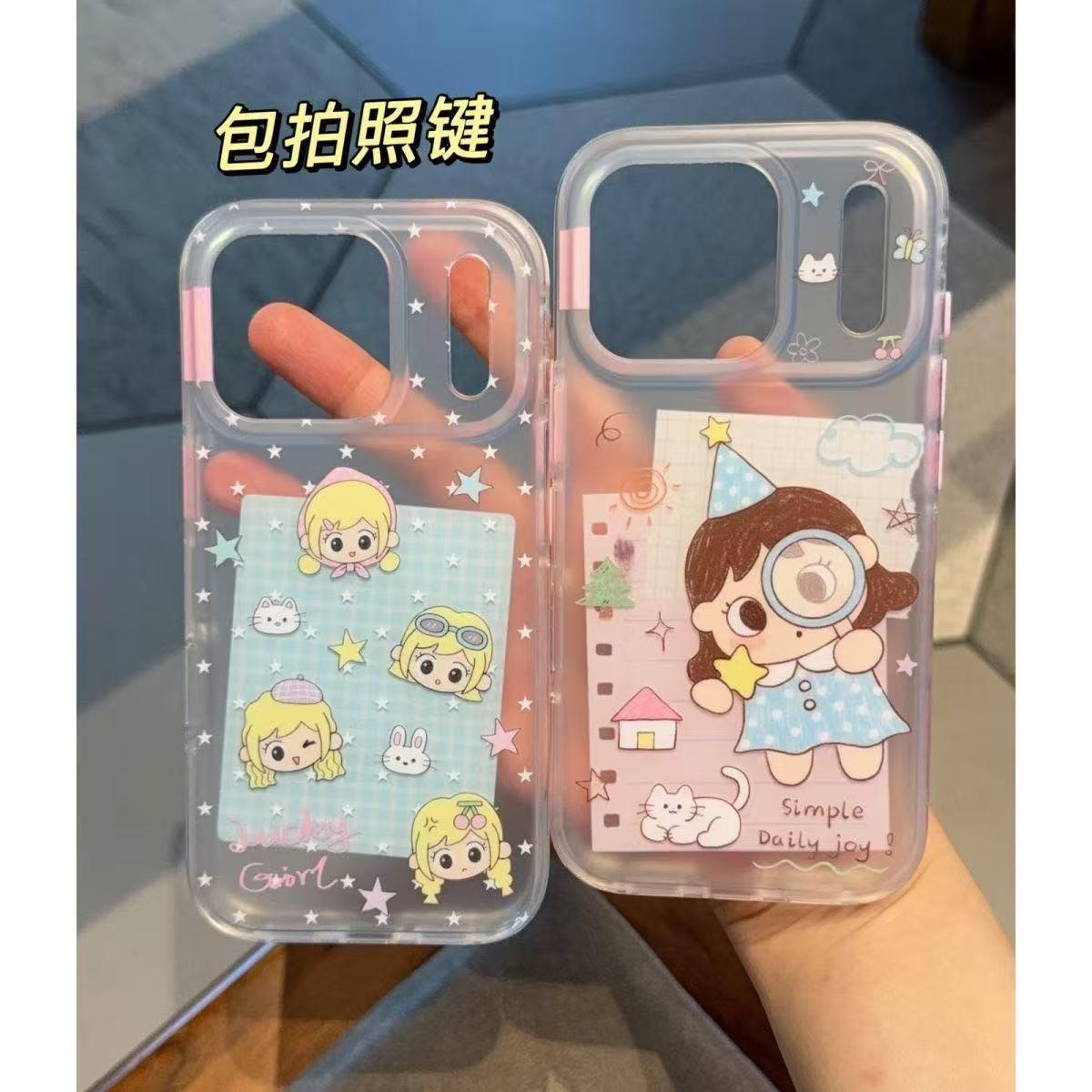 呆萌可爱放大镜塔塔女孩白猫适用于iphone17promax苹果16手机壳15小众简约设计感防摔保护壳