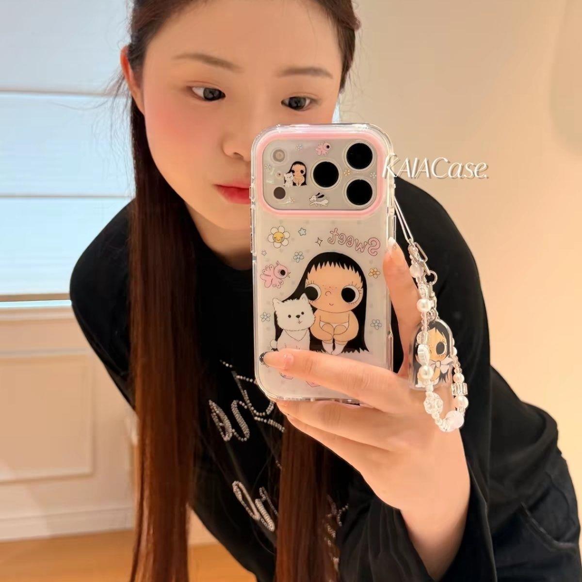 可爱碎花小玉yuy西高地适用苹果17promax手机壳iphone16pro新款16女17pro带链条15pro全包软边防摔手机套