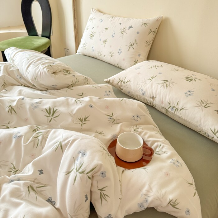 四件套纯棉全棉双层纱四季通用床单被套床笠寝舍学生三件套床品