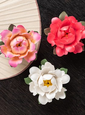 速发陶瓷香工牡丹花手插线香炉家室用内客厅茶室香薰炉装饰工艺品