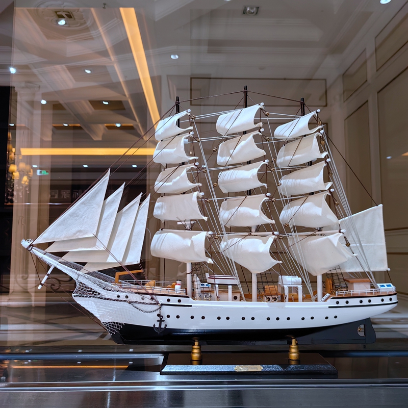 速发实木欧式帆船模型工开品摆件客厅摆设结婚礼物艺业一帆装顺风