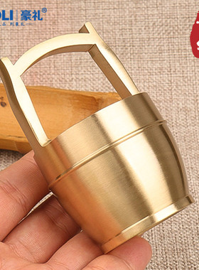 速发黄铜摆件一桶金意山家桶铜缸复古创江办公室酒柜水居收纳装饰