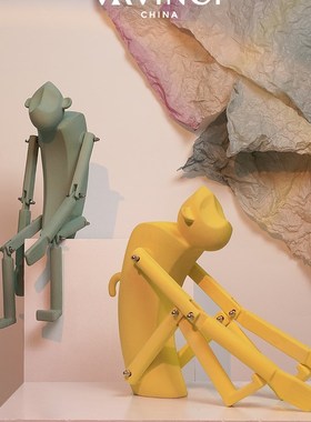 速发新品子简约彩色磨砂陶瓷猴/雕塑 活动关猕长臂节猴摆件