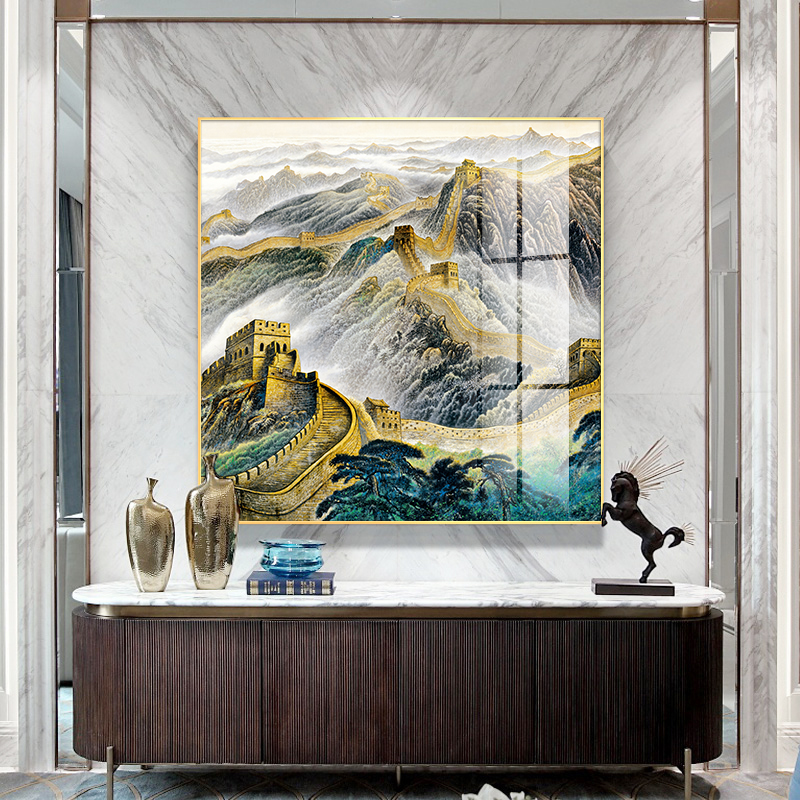 速发画画靠山茶客厅背景墙装饰画山水画国里办公室画楼玄关挂画