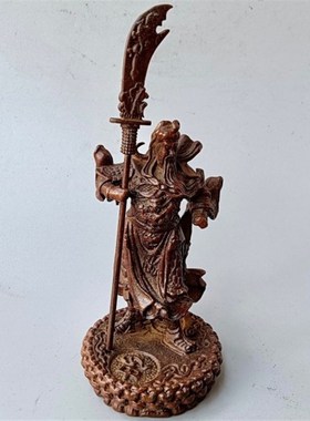 速发古玩摆刀关公武财神像关羽关二爷横件合金铜义摆云天关公桌面