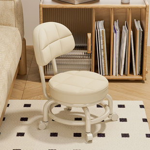 速发向轮小凳子带包轮矮圆家用换鞋凳儿童靠背椅子客厅凳凳软滑板