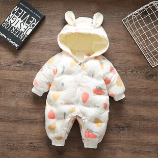 速发婴儿连体衣服冬装0一-12秋月6初生羽绒棉个新生儿外出服宝宝