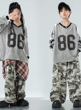 速发少儿街舞演出服男孩套装嘻哈hiph士p孩爵o架子鼓表服演潮