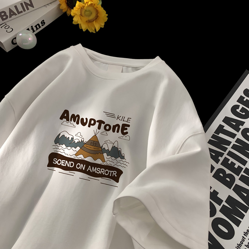 速发港风t恤夏恤新款百搭印花半袖宽松慵懒洋气体季衫