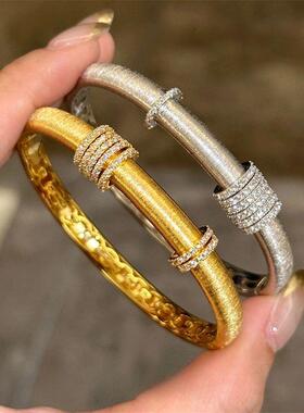 运转满圈重工时来拉丝手镯小众独特个性高级感轻奢气质手镯