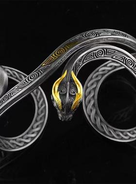 《太一精魄》蟠虺升龙登阶博山手镯复古做旧手工独特开口手环饰品