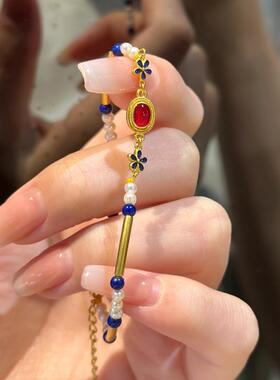 贵妃醉酒新中式珍珠手链珐琅高级设计感气质复古手饰新款小众百搭