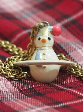 西太后秋冬新款土星小雪人项链吊坠潮流可爱简约小众高级锁骨颈链