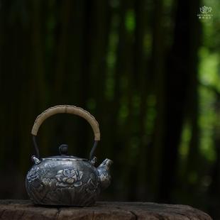 經(jīng)典 燒水壺 手工純銀仿古蓮花提梁壺 款