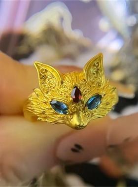 狐狸黄金色戒指精美时尚百搭气质个性高级感小众设计戒指