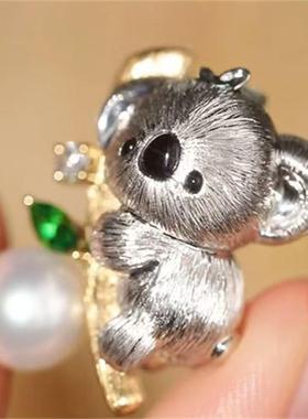 可爱暴击考拉个性精致吊坠一款两戴手工拉丝工艺镶嵌甜美简约百搭