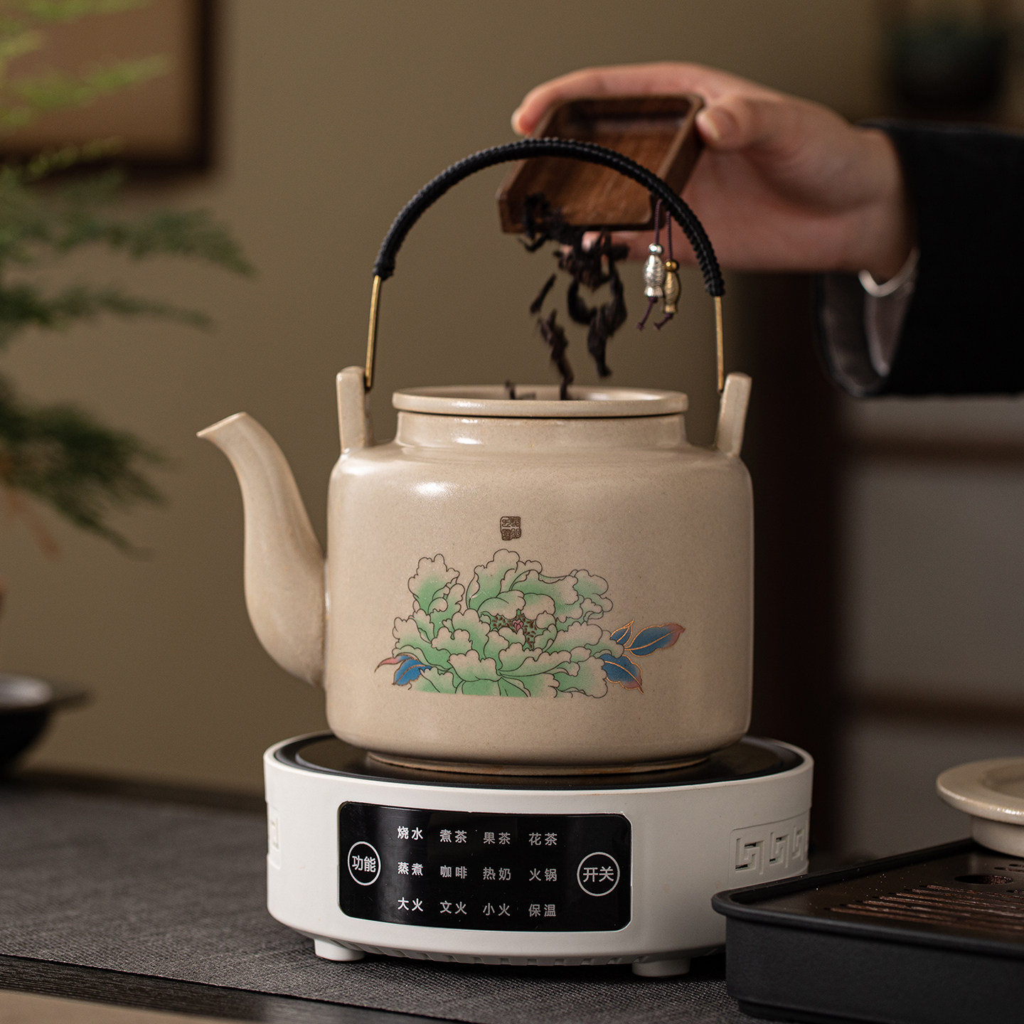 电陶炉煮茶炉陶瓷提梁壶家用烧水壶电陶炉温控茶具套装养生壶家用