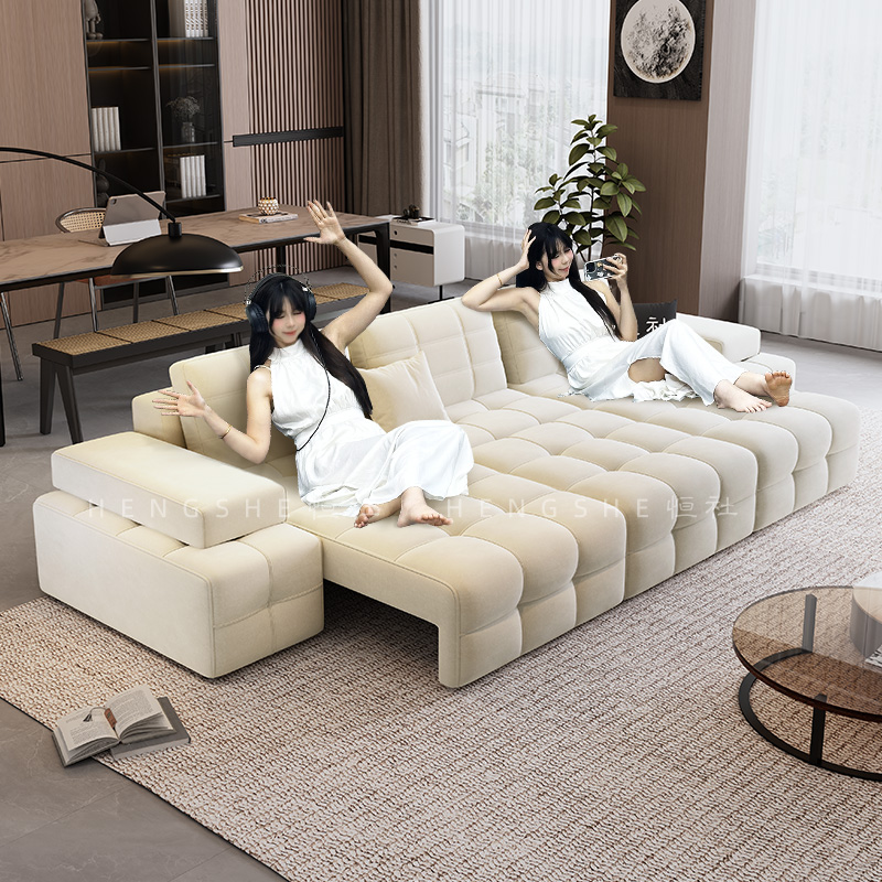 恒社布艺多功能平移电动沙发