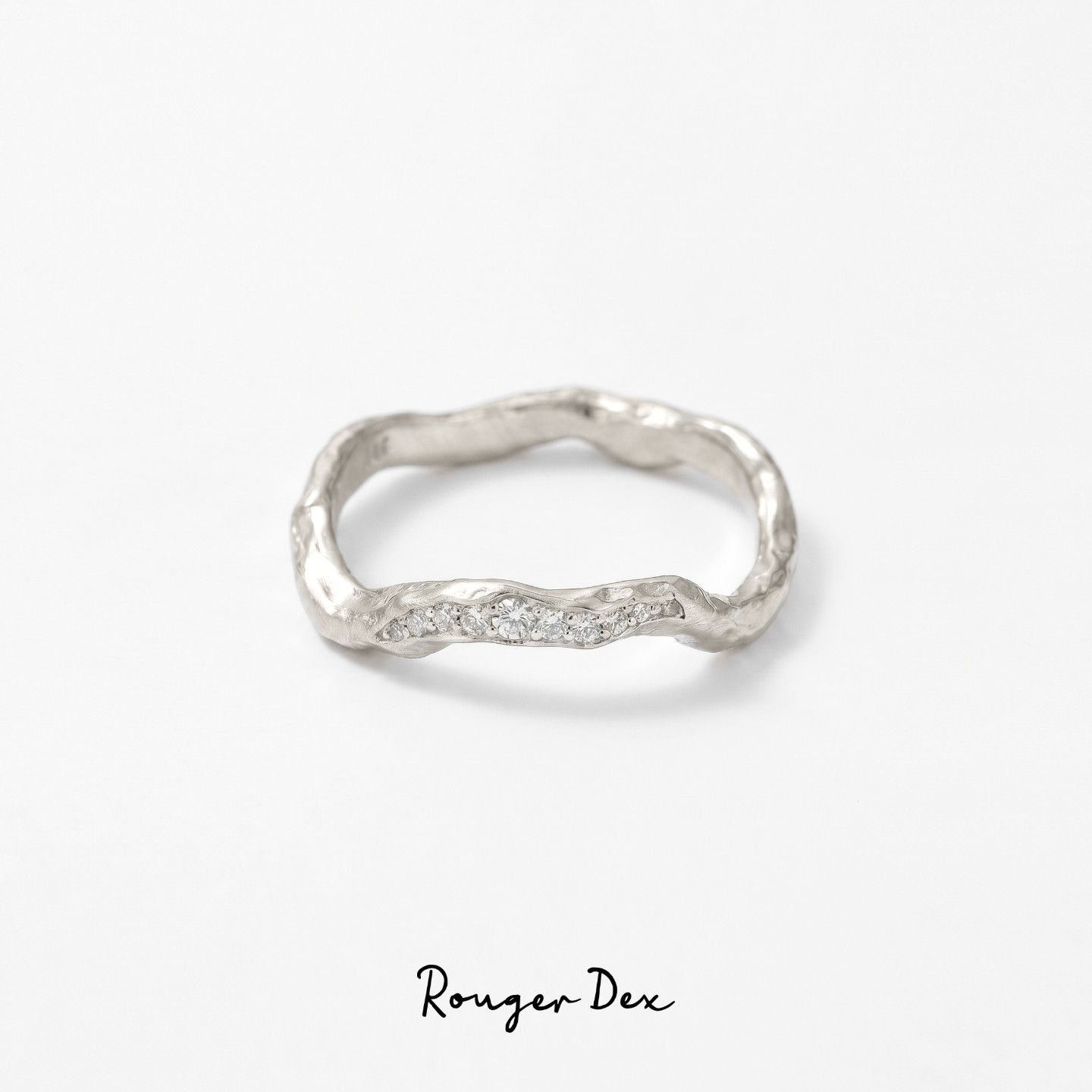 Rouger Dex 轻奢中古满天星莫桑石戒指 925银精致手工波浪高级感图片