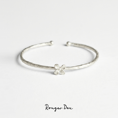 Rouger Dex丁香手镯度假风925纯银原创设计肌理小花手工精致少女