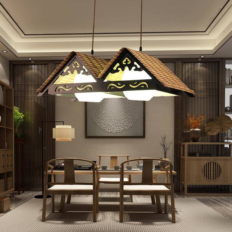 式中竹编吊灯实东木竹艺客无品牌/厅灯南田园灯具茶楼茶亚室餐厅