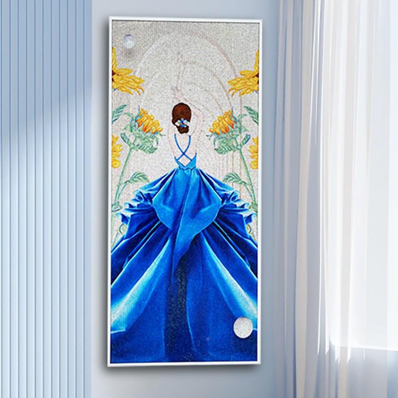 满钻水晶玻璃钻石画JY202311高框带玄关竖版挂装饰画客厅壁画轻奢