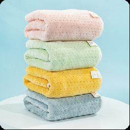 YOZO优世家系套列五件浴巾1毛巾方巾1干发帽1浴WWB1球纯棉竹洗