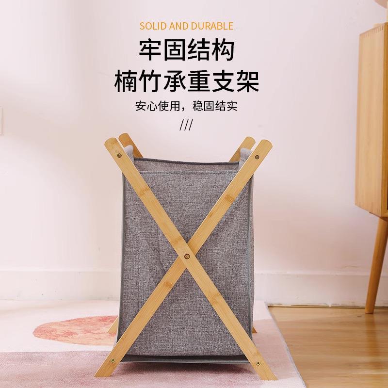 架布袋脏衣篓脏衣收纳浴篮家用折叠酒店竹多功能室置物KSP框简易