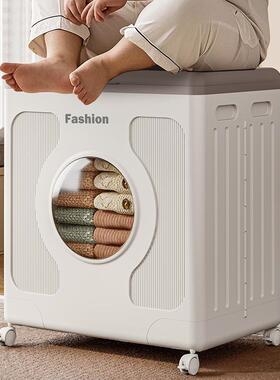 理箱杂物储物箱衣服量收纳箱整带家大用玩具容衣物翻盖UQL子滑轮