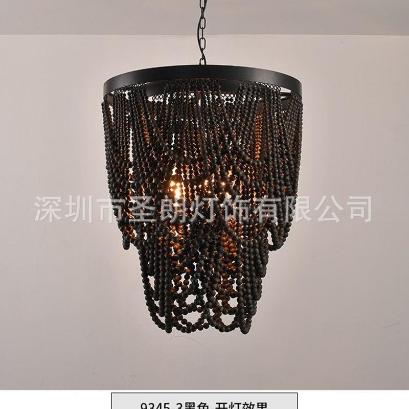美式复简客约木珠吊灯古法式无品牌/田园厅厅灯卧室衣帽间民宿个