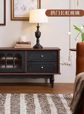 ?法视12379式古实木电柜茶几组合小户型客厅家用视听柜复储落地收