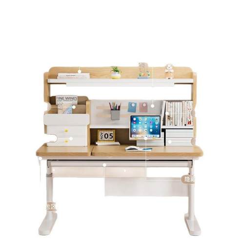 新款作童学习桌小KUY学生书桌可升降写字儿桌木业桌子家用实桌椅