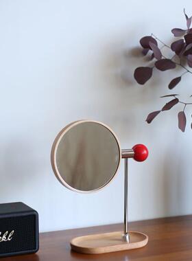 镜台式形桌面化妆镜高清复古镜子家用转简约轻奢梳旋妆汽WIQ车圆