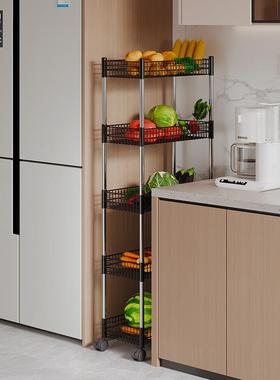 不锈钢夹纳缝置物架厨房冰箱窄可缝推隙收柜小车移动QUK卫生间储