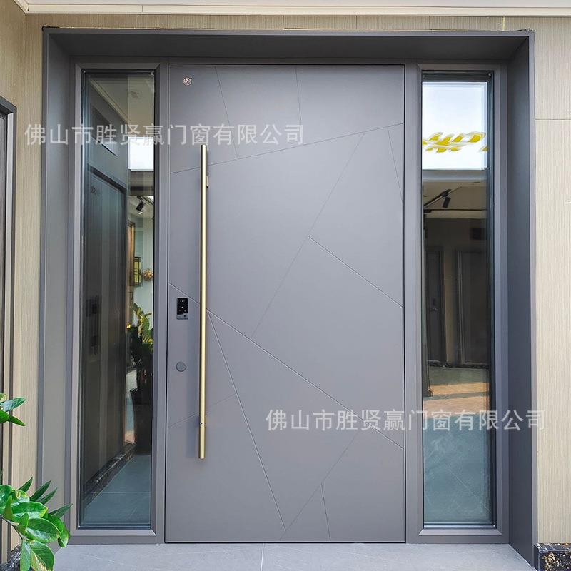 跨境铸进铝别墅UEQ玻璃农偏子轴入户门母门村自建房庭院户大门防