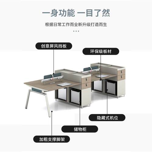 职员工办组公桌椅-合四人位简约现代办公室桌子员屏风位电脑工桌