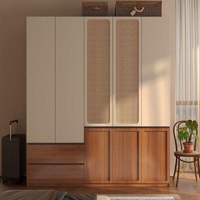 中古板拉风分段式实藤编衣JDH柜一门到顶免手木现代简约欧松衣橱