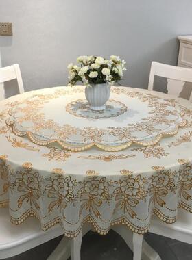 3O双层圆桌布防免水防油防烫洗JPVC塑料加厚欧大FVV圆形餐桌布式