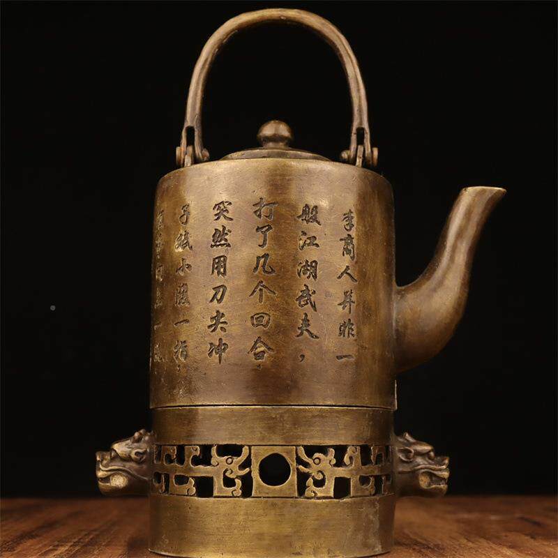提梁把壶侧摆茶壶仿古古玩收藏炭火炉壶家居办无品牌/公室件