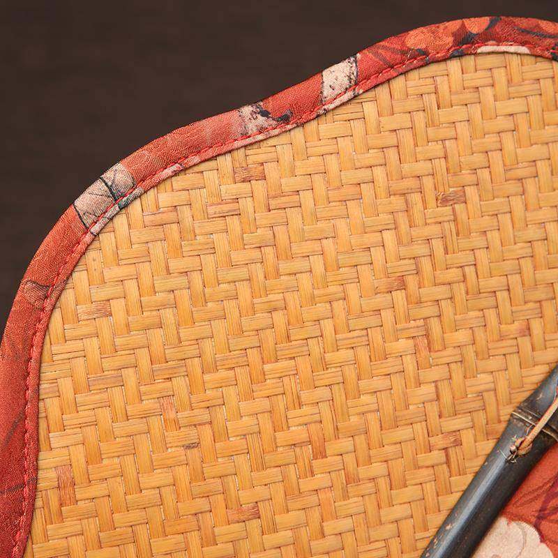 绣V45紫竹手工缎CGV面竹编子大扇复古花团扇扇古风加O厚宣纸扇扇