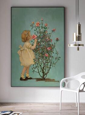 床玫瑰装女孩小众轻奢现代客46412艺厅饰画卧室头挂画梳妆台术画