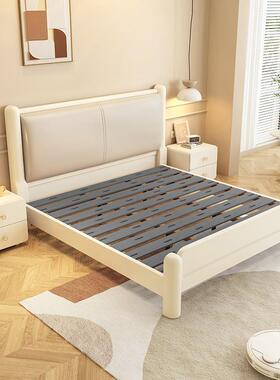 法式油风白色1.8代m实木床简约现主卧51.奶m双A310-1人床小户型储