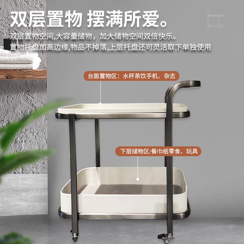 9厅W现代轻奢客马鞍小皮边几沙F775TSHJ发边柜移动置推物架大容量