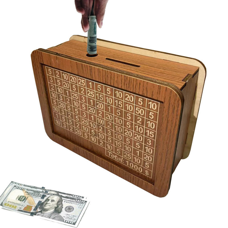 木质存钱罐高颜值只存不取硬币纸币数字计划存钱家居客厅桌面薇妍