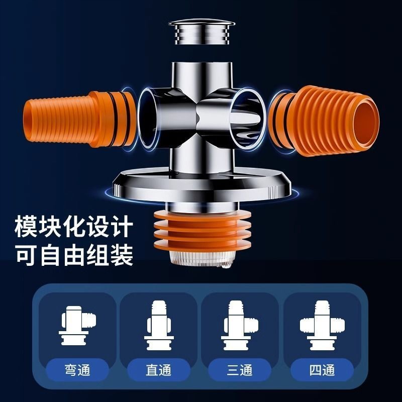 下水管三头通洗衣机排水管地漏接头口对接器道三通分水流器一分二