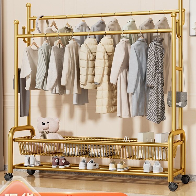 挂衣架落地卧室加厚晾衣架室内家用房间衣服架子落地式双杆衣帽架