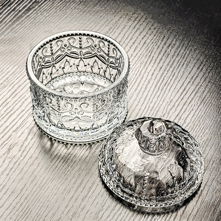 水晶玻璃碗带盖透明糖果罐高颜值水果盘容器首饰盒储物收纳盅器皿