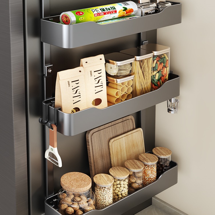 厨房冰箱置物架侧面收纳架壁挂式家用多功能多层调料用品保鲜膜架