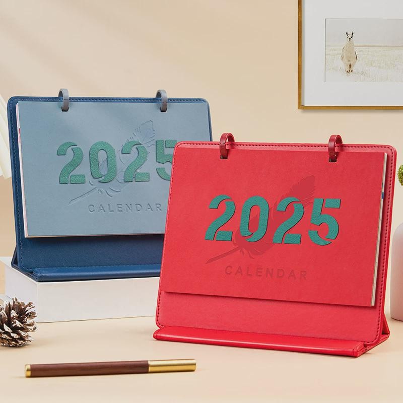 2025蛇年台历险创意办公月历桌面摆件业个人年专企版保皮架无品牌