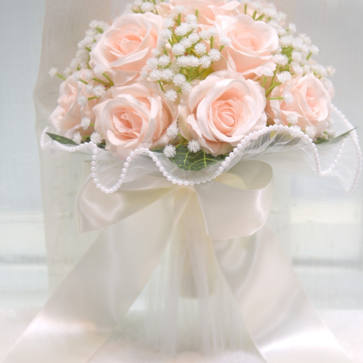 结婚手捧花仿真花满天星新娘伴娘婚礼手拿花领证摄影道具装饰插花